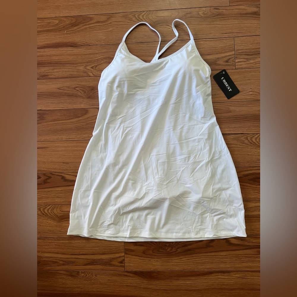 White Athletic Dress with Built-in Shorts NWT szM